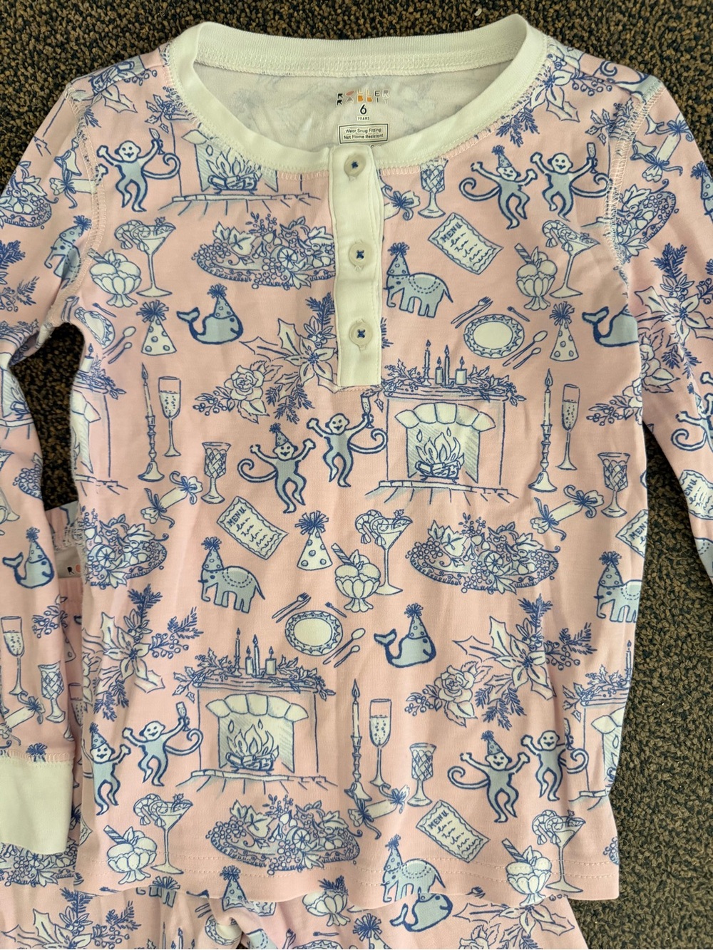 Roller RabbitChristmas Pink Printed Long-Sleeve Pajama